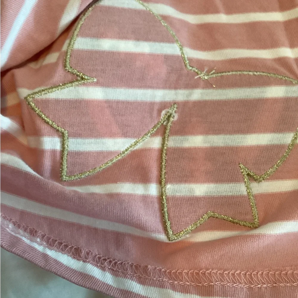 Good Lad Pink and White Striped Dress with Brown Bow Appliqués